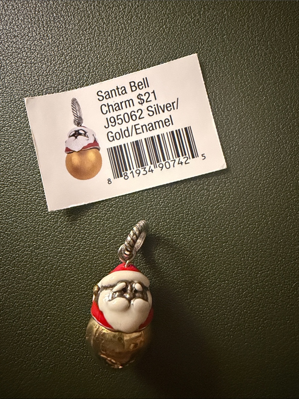 Brighton Santa Bell Charm J95062 Silver / Gold / Enamel